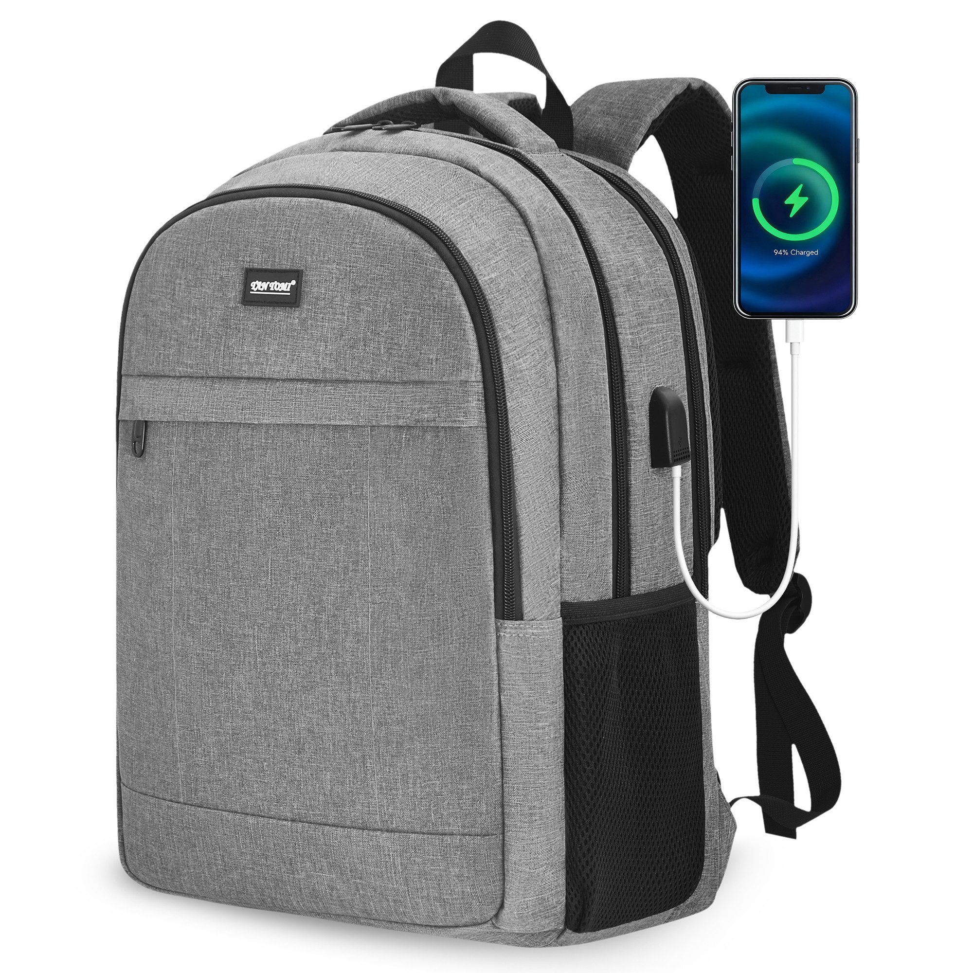 TAN.TOMI Laptoprucksack 17,2'' Laptoptasche Business Rucksack Schulrucksack Reise, Mit USB und RFID-Taschen Laptopfach für Herren/College/Frauen