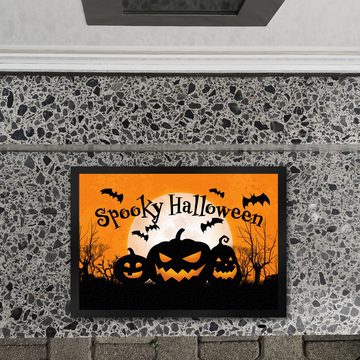 Fußmatte Spooky Halloween Kürbis Fledermaus Fußmatte in 35x50 cm, speecheese