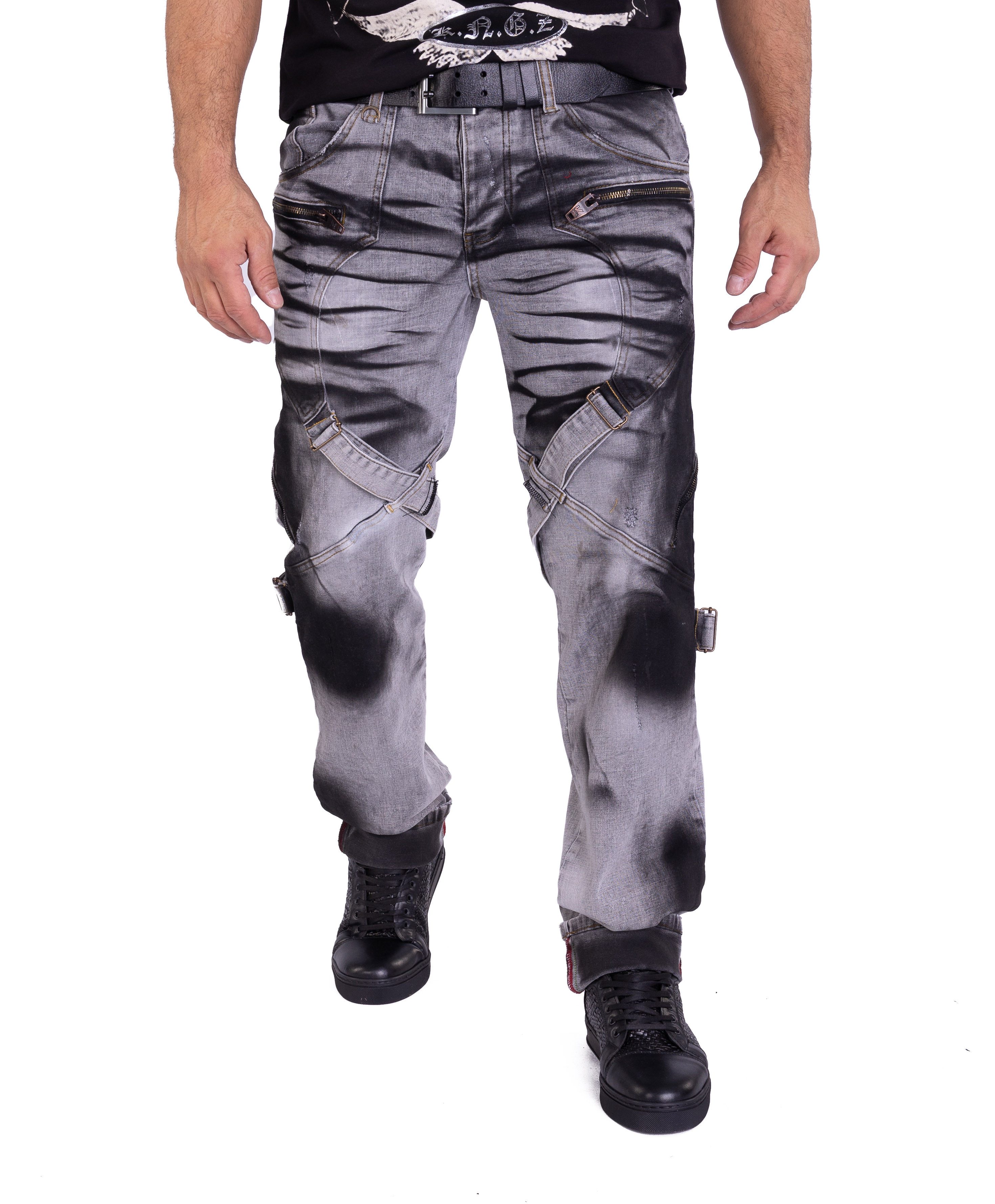 KINGZ Regular-fit-Jeans Ausgefallene Batik Herren Джинсы