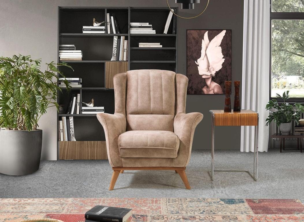 JVmoebel Sessel Wohnzimmer Sessel Club Textil Couch Design Lounge Luxus Polster