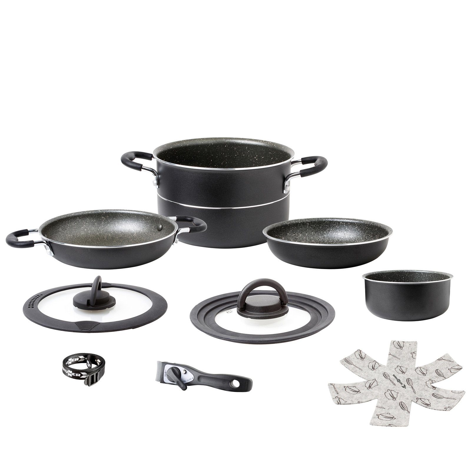 BRUNNER Topf-Set Alu Koch Set Pirate Ø24 Camping Outdoor, Koch Geschirr Küche Topf Pfanne