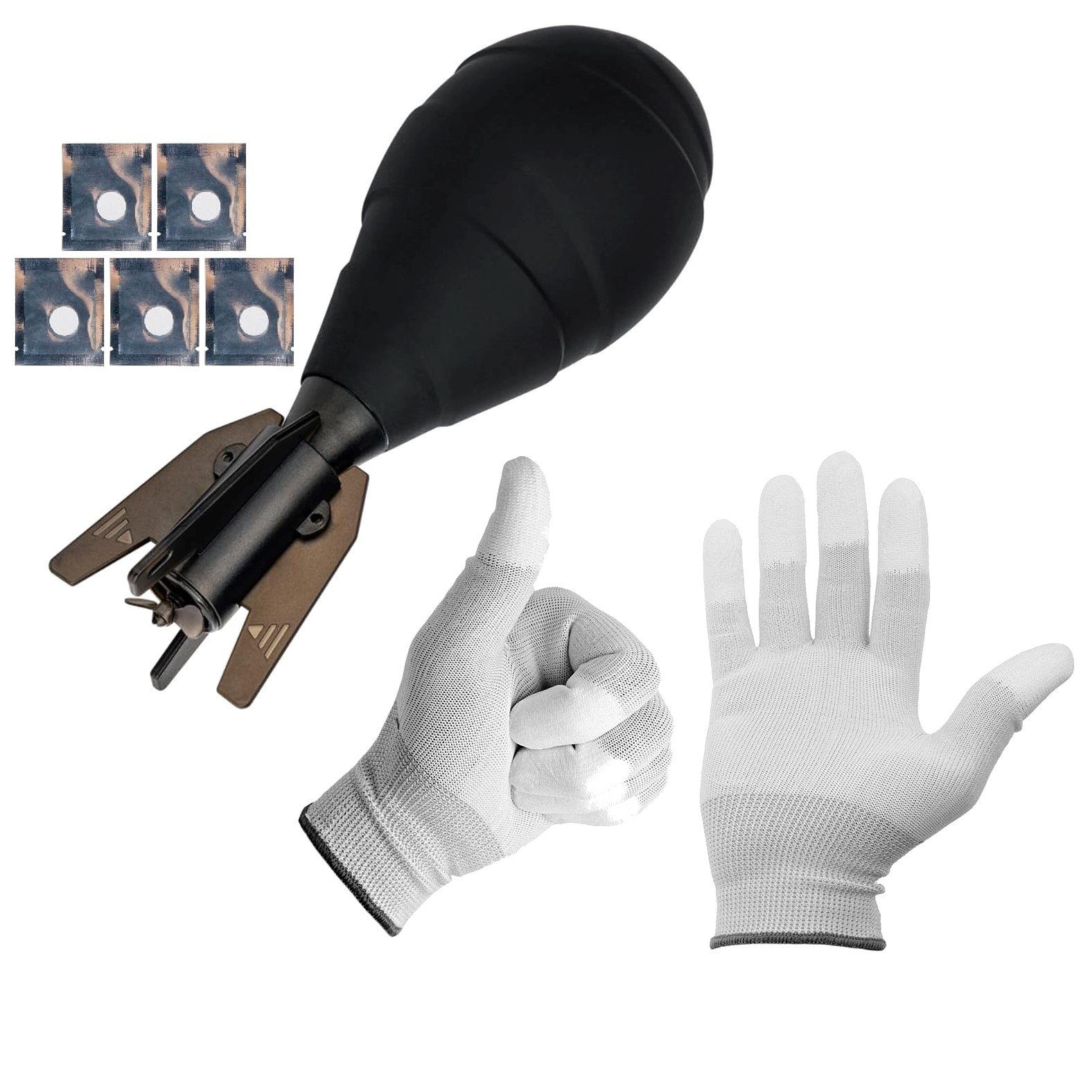 Minadax Kamerazubehör-Set Minadax Rakete Dust-Free mit Air Blower Blasebalg Handschuhe