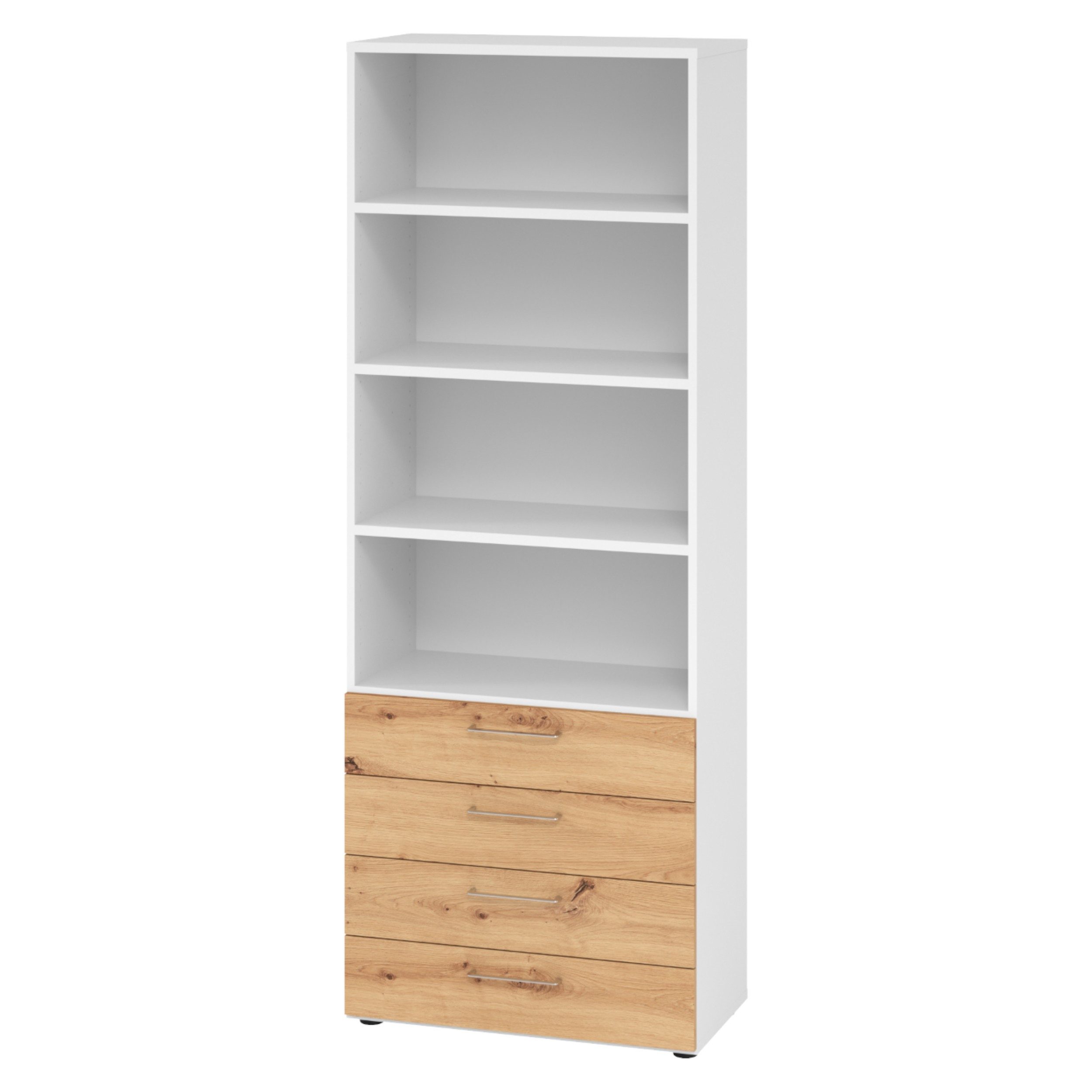 bümö Aktenregal smart Schubladen Regal - 4 Schübe, Dekor: Weiß/Asteiche