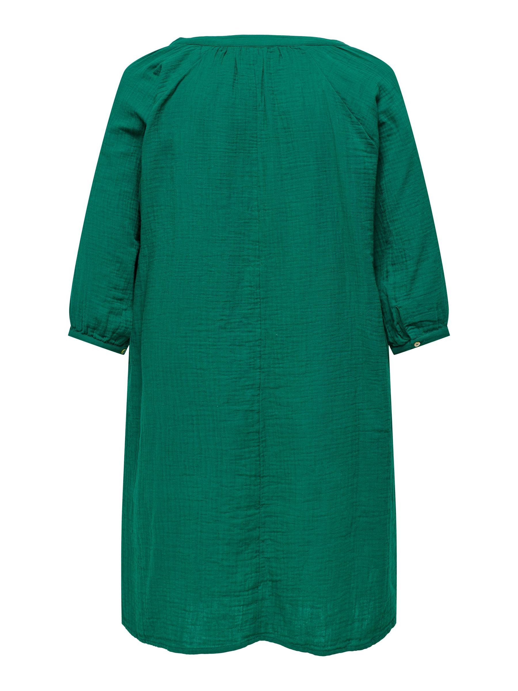 ONLY CARMAKOMA Shirtkleid Midi- V-Ausschnitt 3/4 Arm regular fit für (lang) Bio-Baumwolle nachhaltig Regulär geschnitten Fit V-Ausschnitt