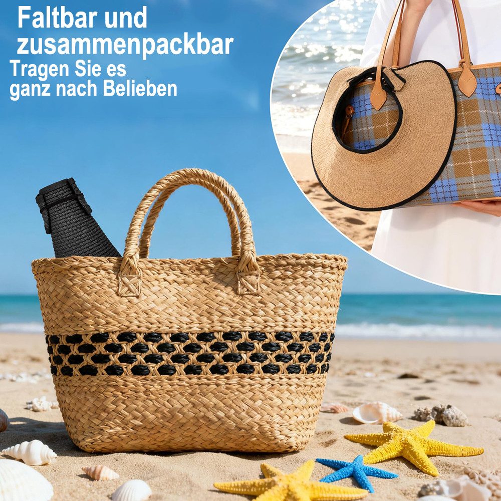 Zaewry Sonnenhut Sonnenhüte mit breiter Krempe, Sonnenhut für Damen,Faltbar rollbar für Outdoor-Abenteuer, Wandern,Pferdeschwanz-Öffnung,Strandhut