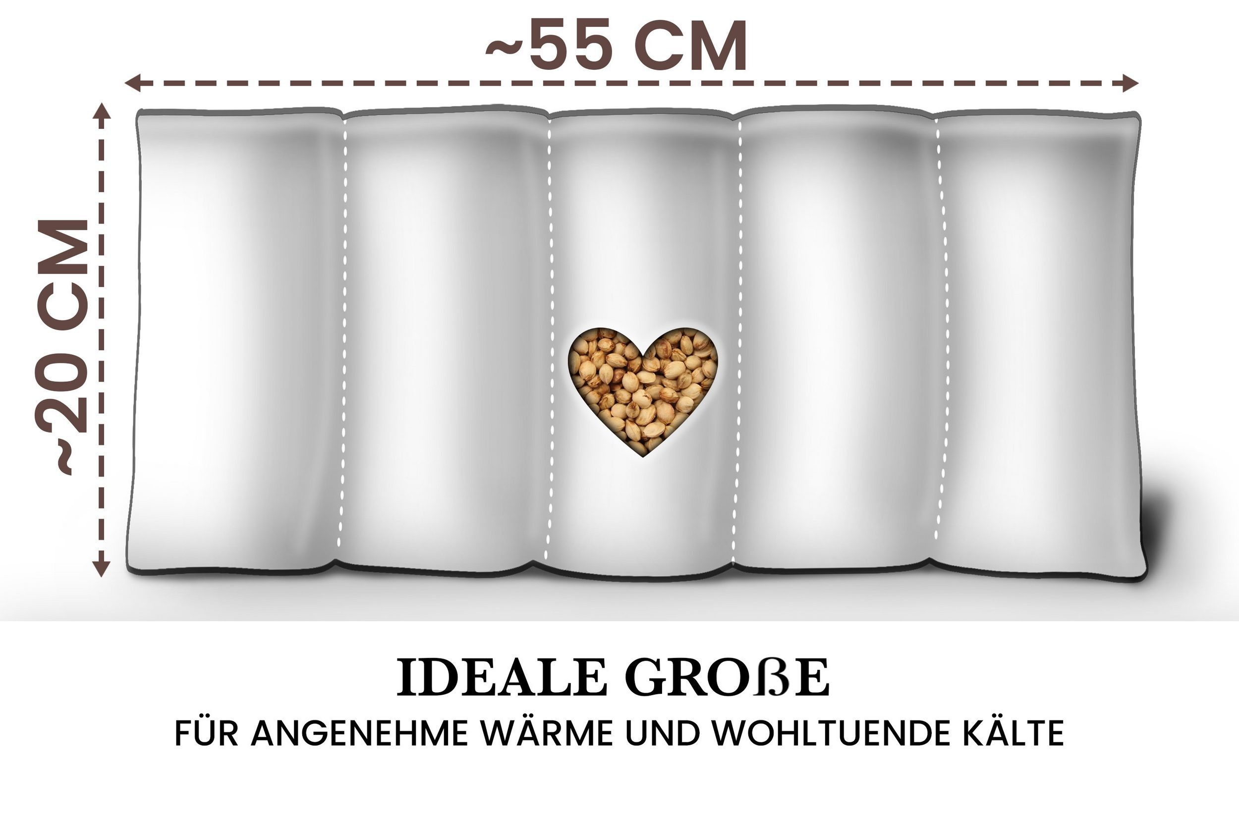 Amilian Kirschkernkissen für Mikrowelle - Kirschkernkissen Nacken Schulter - 55x20 cm, Wärmekompresse - Wärmekissen - Kältekissen
