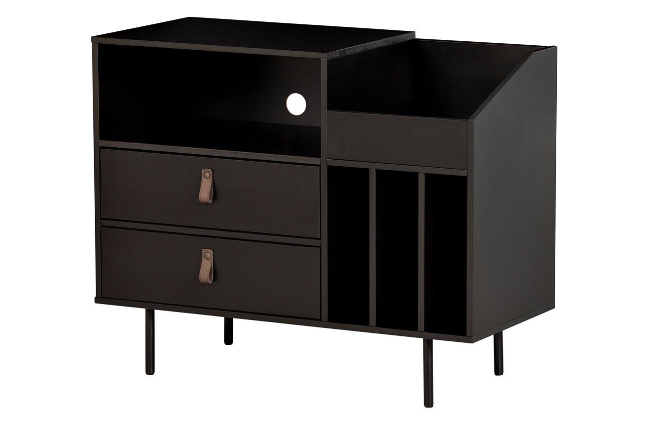 - WOOOD Kiefer Vitrine schwarz Jackson Plattenschrank