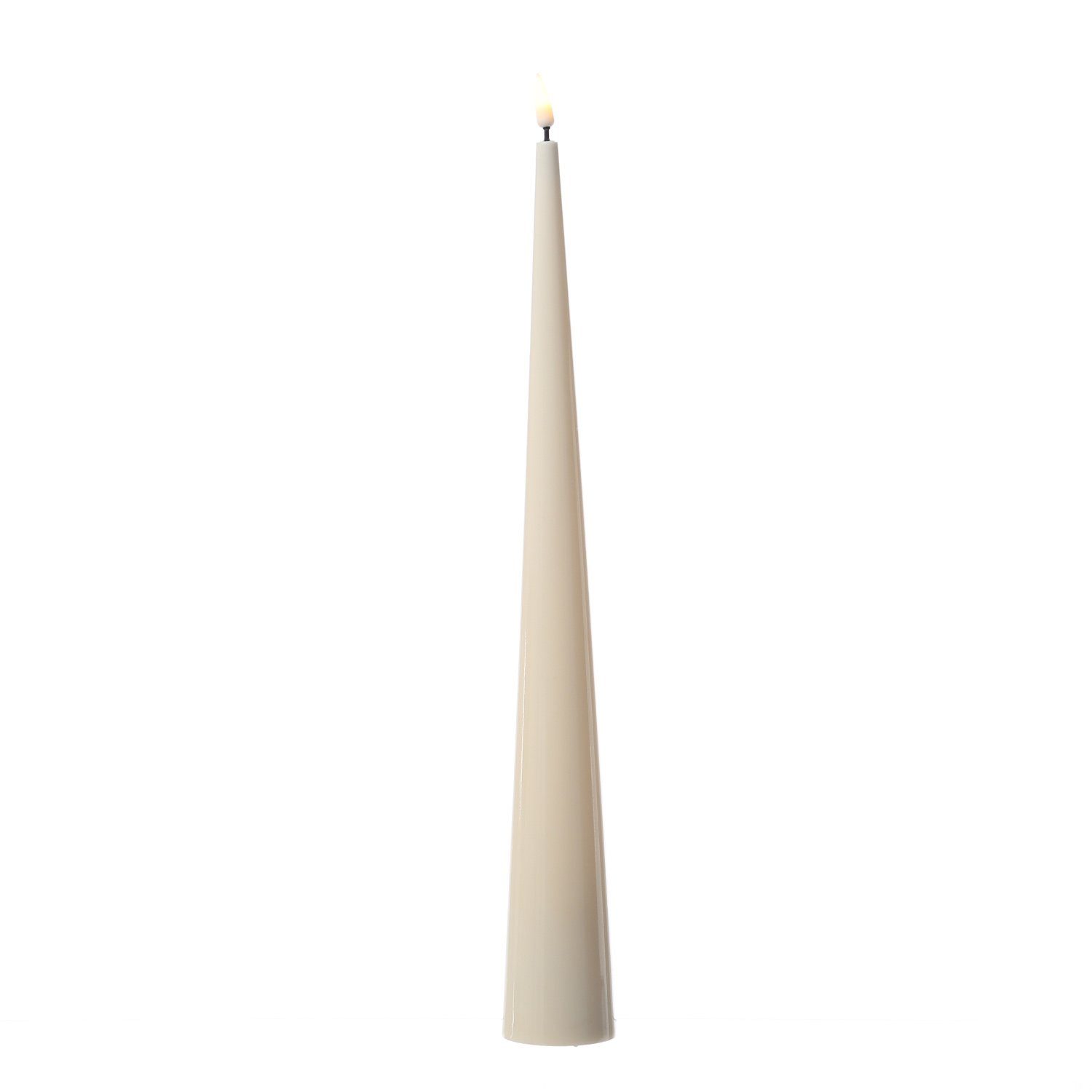 Deluxe Homeart LED-Kerze LED Kegelkerze Lea Deluxe Lack Kegelform flackernd H: 38cm creme (1-tlg)