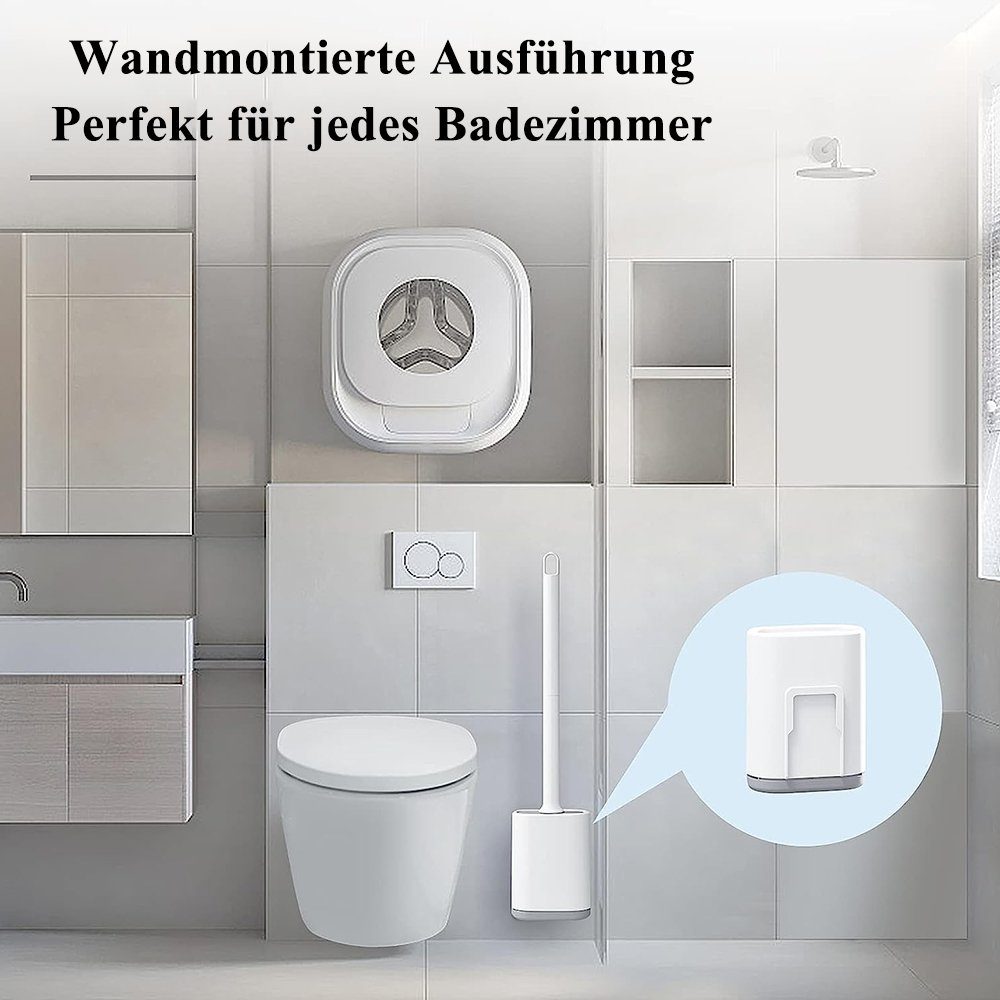 Weiß Flache Toilettenbürste,ohne NUODWELL Silikon,Flexibel Badaccessoire-Set Bohren WC-Bürste