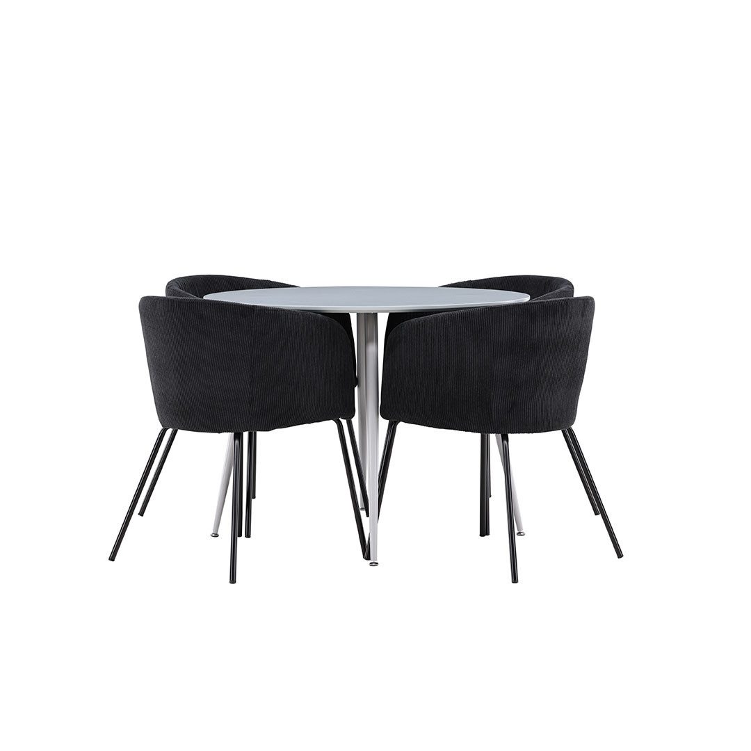 Venture Home Essgruppe Plaza Essgruppe Tisch Ø100cm und 4 Flöhl Stühle mi