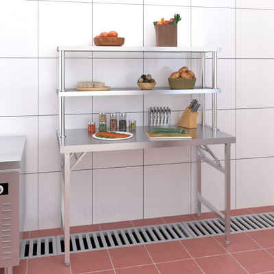 vidaXL Spülenschrank Küchen-Arbeitstisch mit Aufsatzboard 120x60x145 cm Edelstahl (1-St)