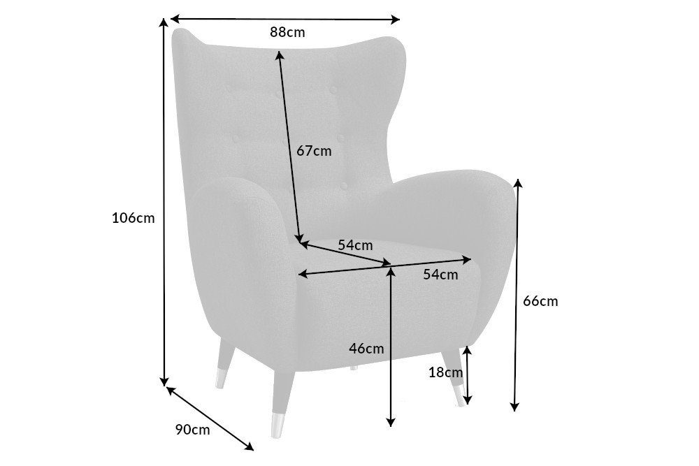 im Sessel · riess-ambiente Ohrensessel Federkern-Polsterung DON anthrazit, mit Retro-Design ·
