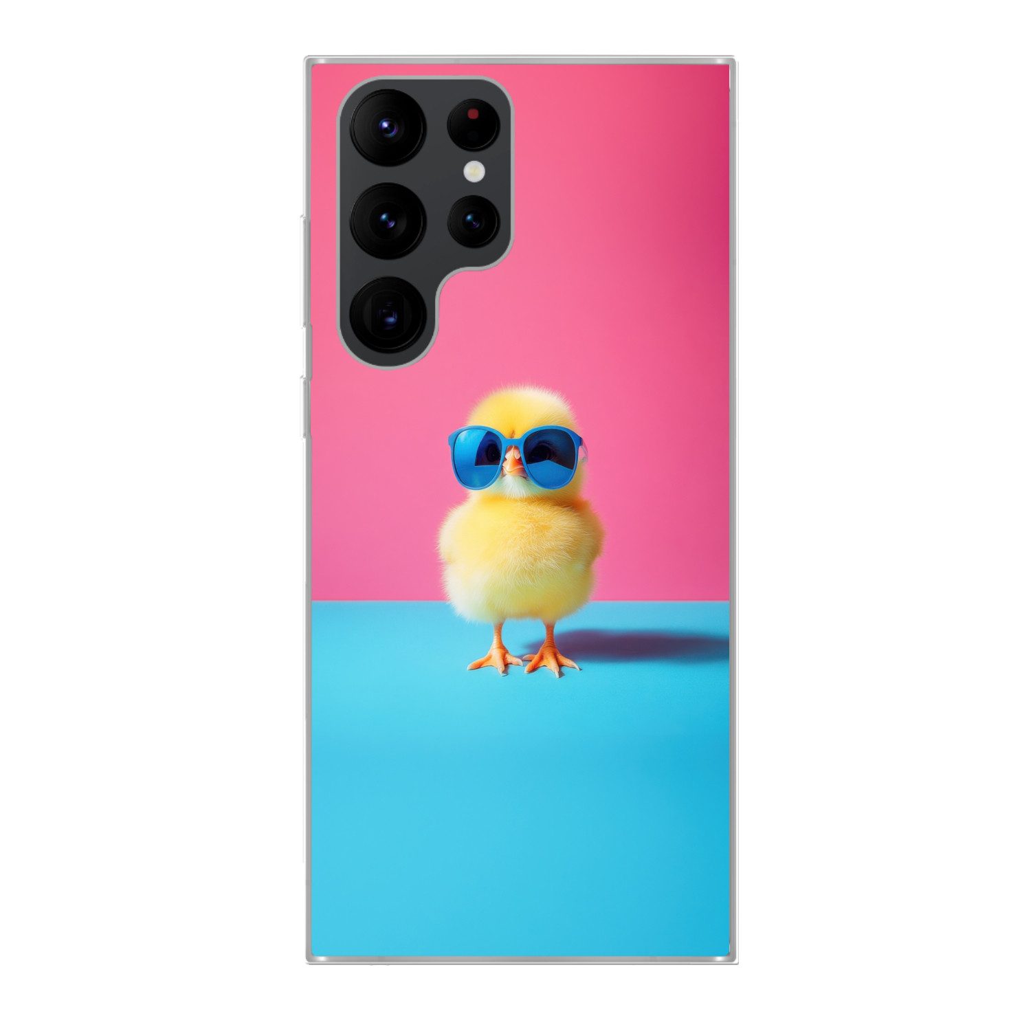 MuchoWow Handyhülle für Samsung Galaxy S22 Ultra Chick - Sonnenbrille - Blau, Phone Case, Silikon, Schutzhülle Dünn