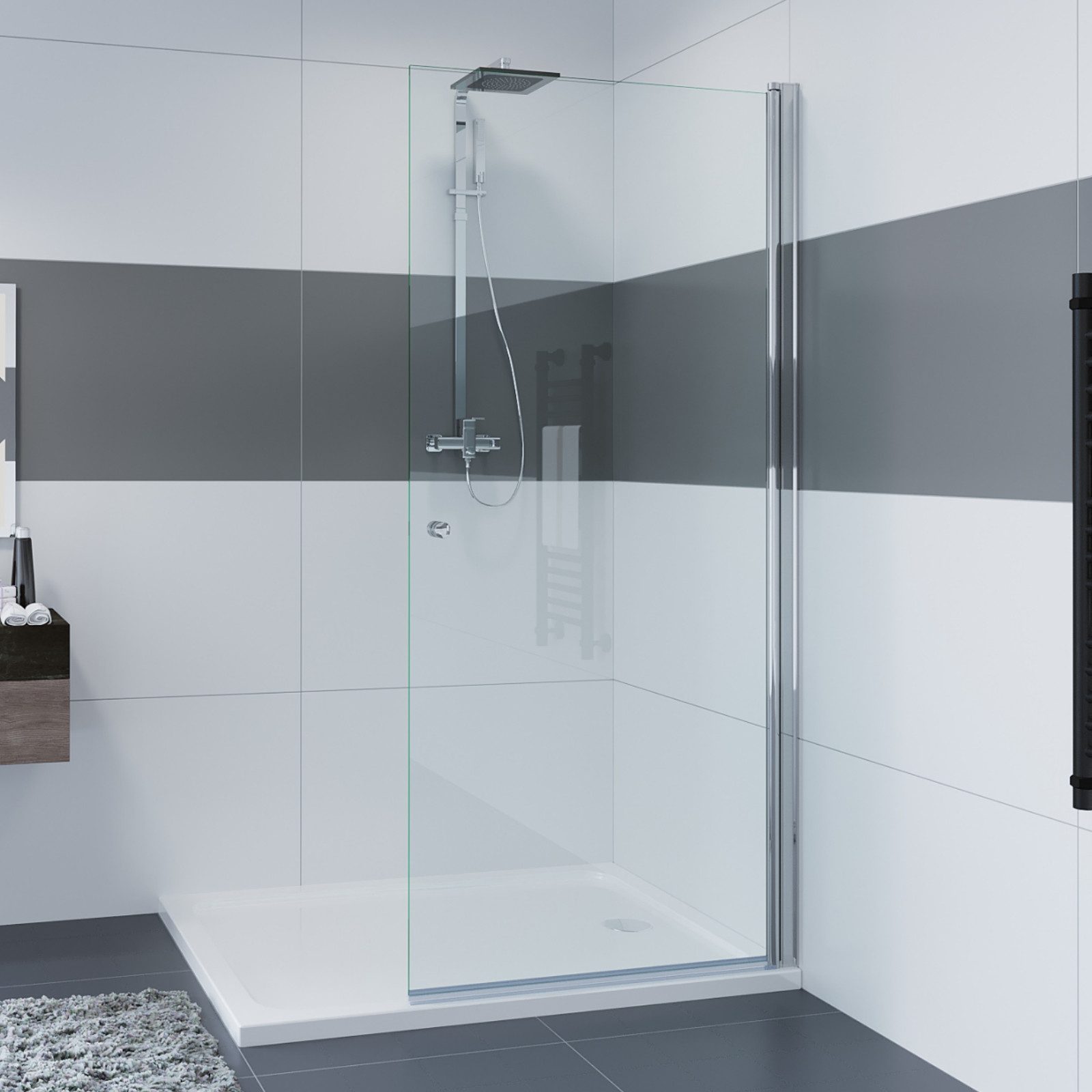 IMPTS Walk-in-Dusche Glaswand Dusche, glas, (70-100 x 185/195 cm, Begehbare günstig online kaufen