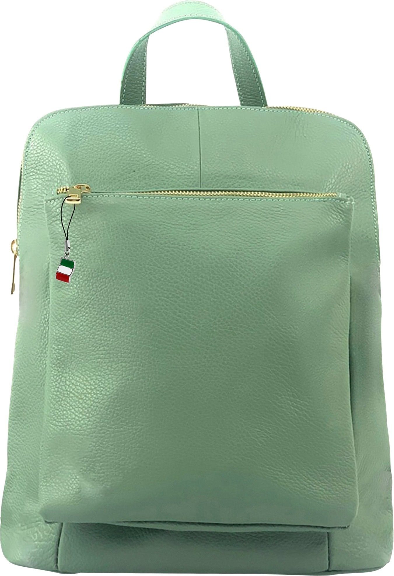 FLORENCE Cityrucksack Florence Rucksack Damen Echtleder, Damen Leder Cityrucksack, hellgrün ca. 30cm