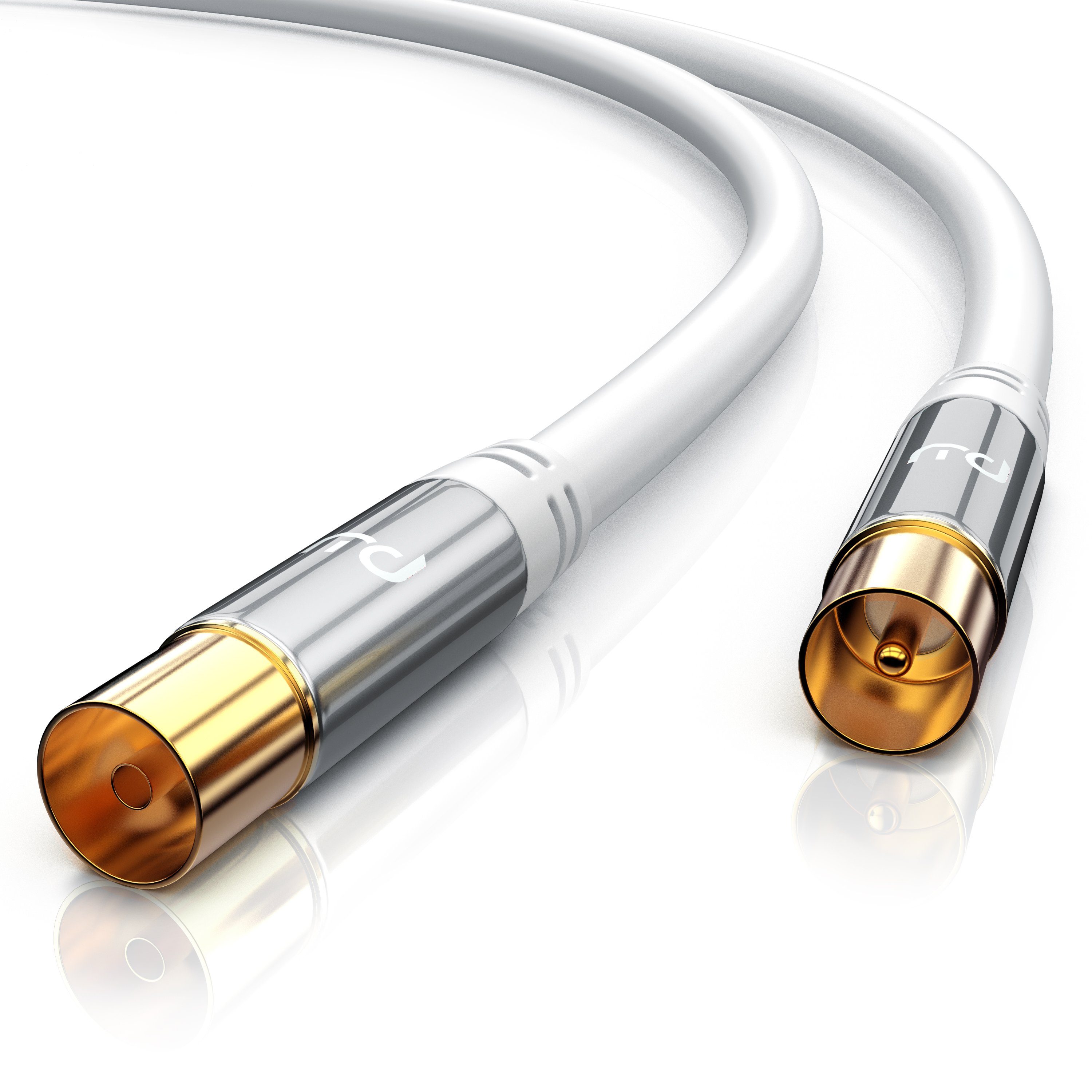 Primewire HDTV Antennenkabel, 4-fach Schirmung, 75 Ohm, 135dB - 2m TV-Kabel, Koax, RF, IEC (200 cm), Koaxialkabel, vergoldete Stecker, für Kabelfernsehen und Radio