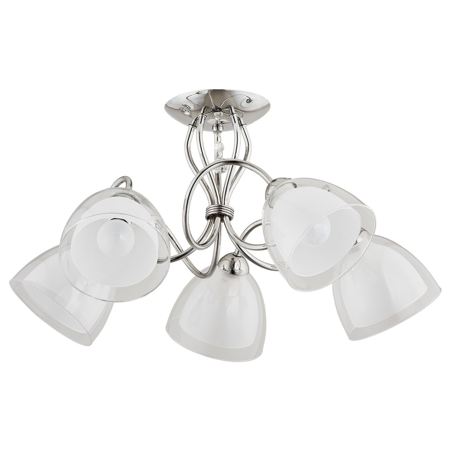 Licht-Erlebnisse Deckenleuchte ARITO, ohne Leuchtmittel, Glas Metall B: 57 cm Chrom Weiß E14 Vintage Design