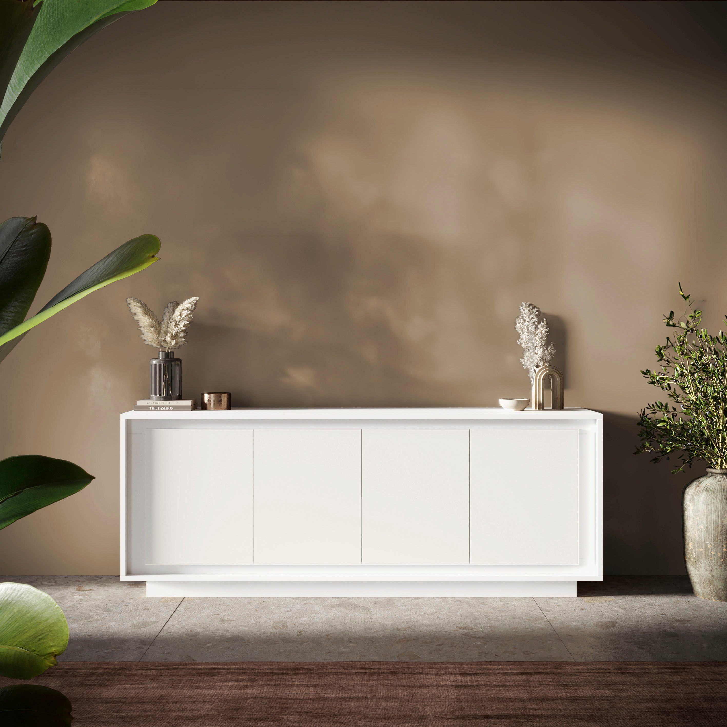 Home affaire Sideboard Sky, B/T 207/50 cm, Kommode/Anrichte/Stauraumschrank, 4 Türen, Softclosing, Korpus & Front 22 mm stark, Rahmen-Optik