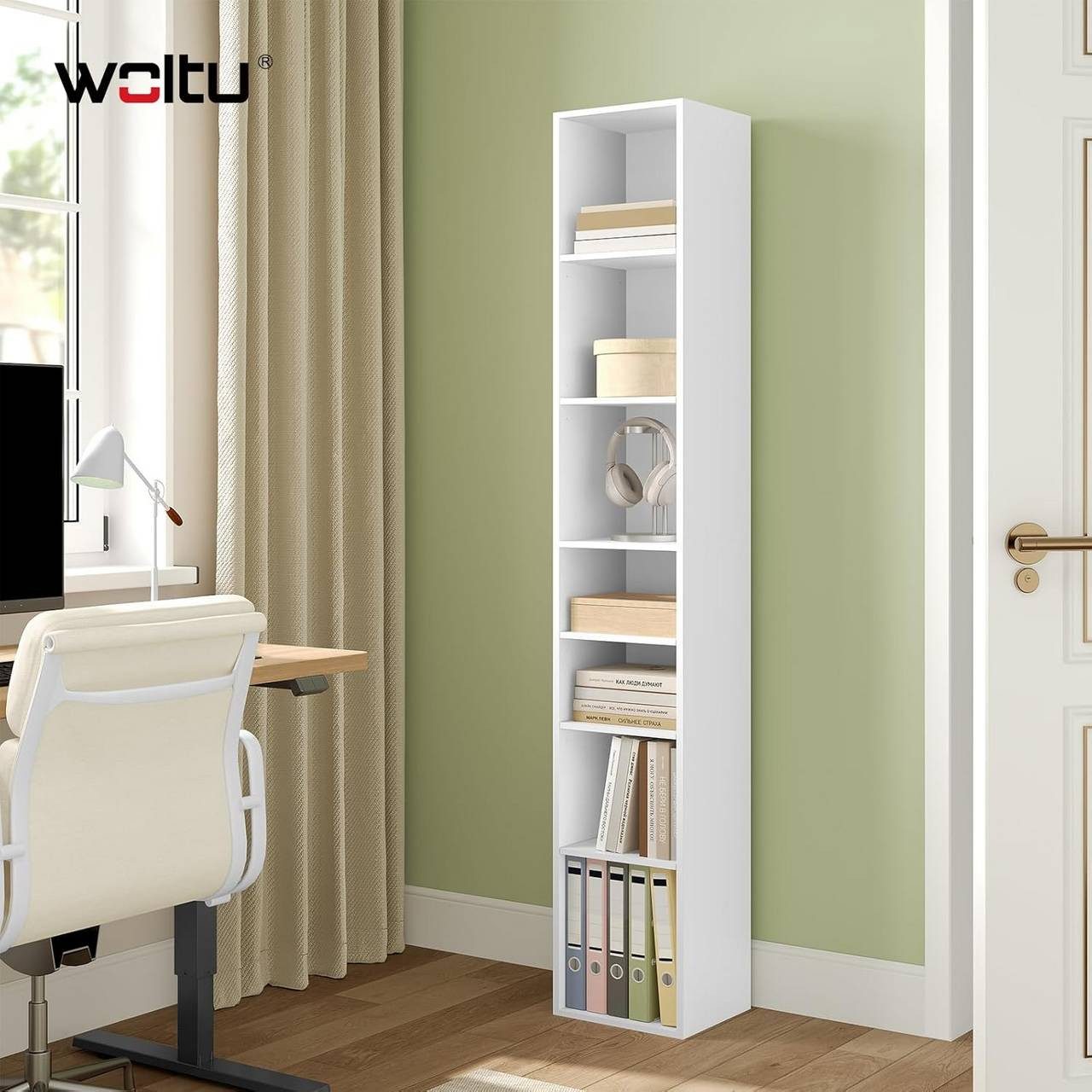 Woltu Bücherregal, 1-tlg., offenes Regal mit 7 Würfeln, aus Holzwerkstoff, Weiß