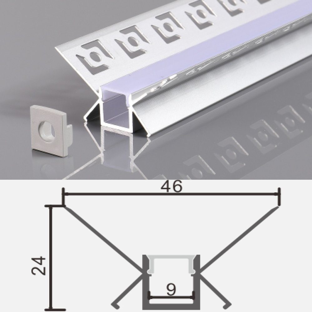 ENERGMiX LED-Stripe-Profil 2m Alu Profile Unterputz Profil Trockenbau Schiene Kanal System mit, Aluprofil mit Milchglas Abdeckung Unterputz einabu von LED-Streifen