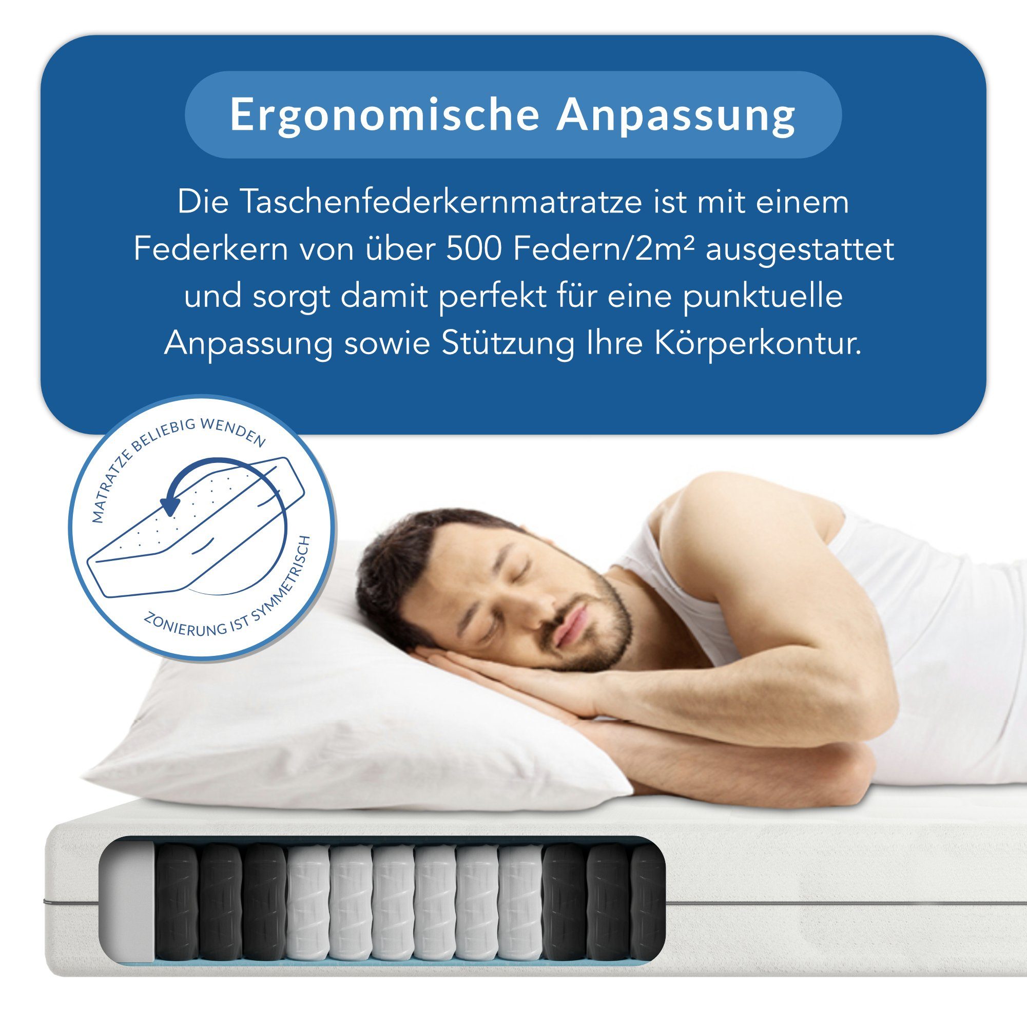 Taschenfederkernmatratze Ortho Medic TFK Matratze, BMM, 21 cm hoch, Deutsche Produktentwicklung