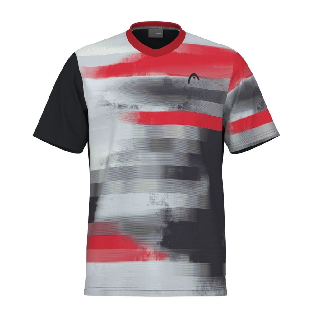 T-Shirt Topspin (V-Ausschnitt) schwarz/grau/rot Jungen