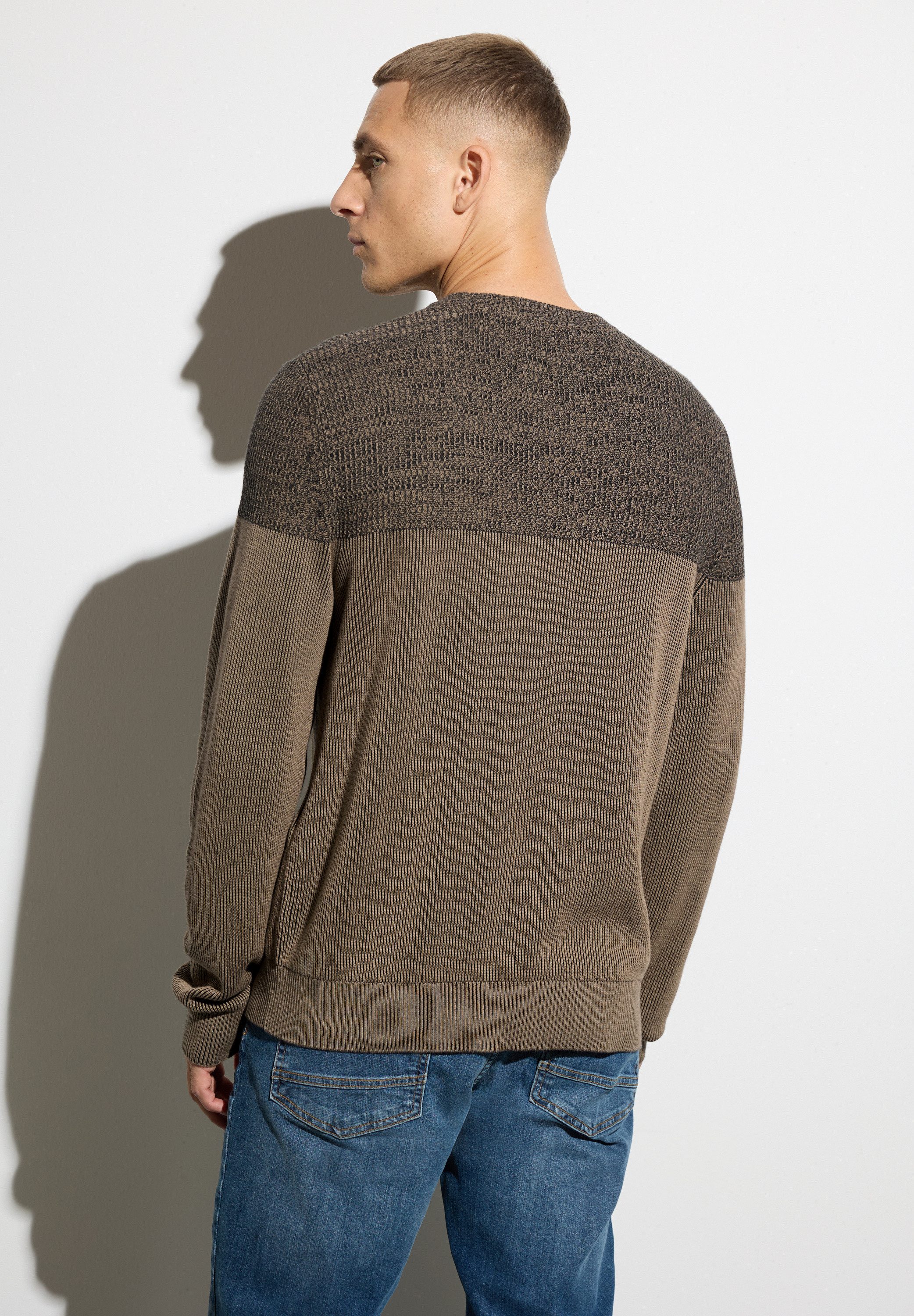 STREET ONE MEN Strickpullover aus reiner Baumwolle