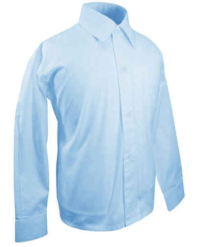 Paul Malone Langarmhemd Festliches Kinderhemd Jungenhemd uni - Jungen Hemd blau hellblau