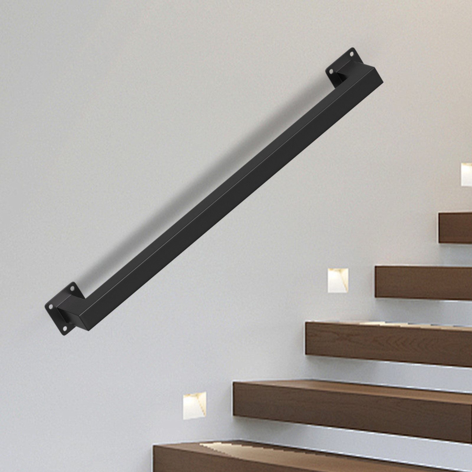 Clanmacy Treppengeländer 60 cm Schwarz, aus Eisen, 30 x 30 mm, einteilig, für Treppe und Flur