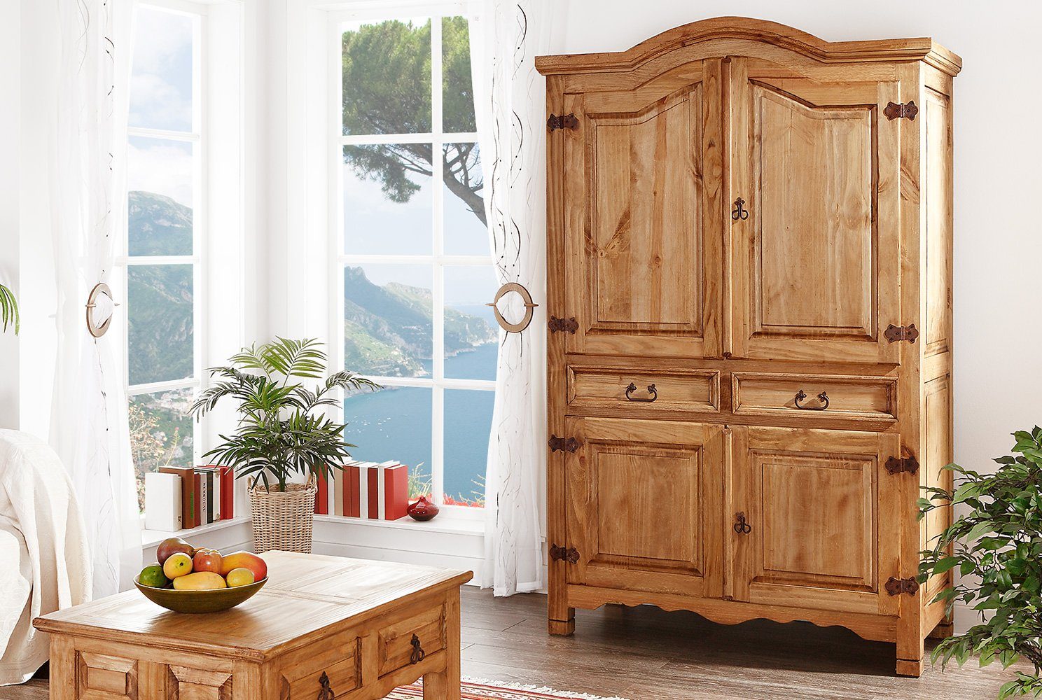 1a Direktimport Bauernschrank Mexico Möbel Wohnschrank TV Schrank - Pinie massiv - Landhausstil