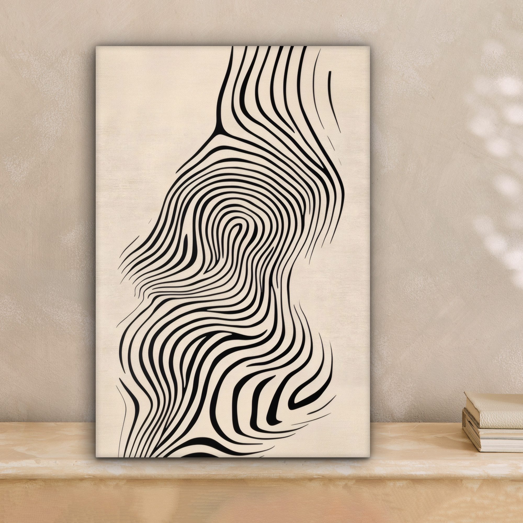 OneMillionCanvasses® Leinwandbild Linien - Abstrakt - Gewellt - Schwarz, Fo günstig online kaufen