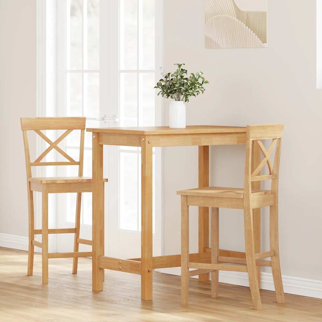 vidaXL Barhocker Barhocker 2 Stk. Natur Massivholz Gummibaum (2 St) günstig online kaufen