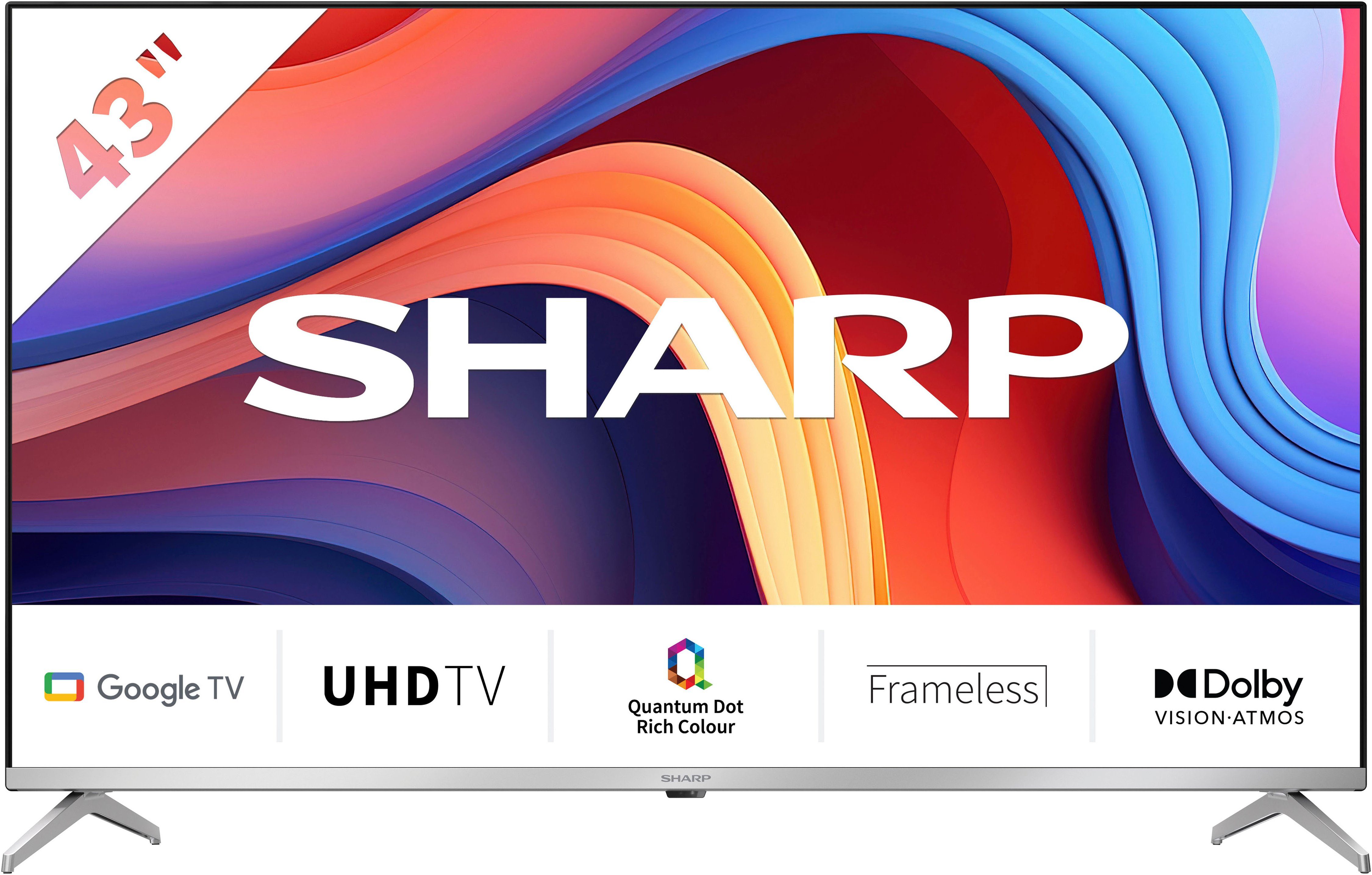 Sharp 4T-C43GPx QLED-Fernseher (108 cm/43 Zoll, 4K Ultra HD, Google TV, Smart-TV, Quantum Dot, QLED, Dolby Atmos, Dolby Vision, HDMI 2.1 mit eARC)