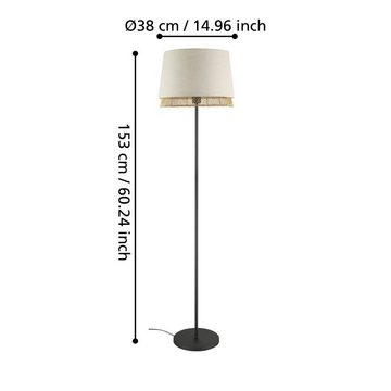 EGLO Stehlampe TABLEY, ohne Leuchtmittel, Stehleuchte, Metall in Schwarz, Bambus und Leinen, E27 Fassung, 150 cm