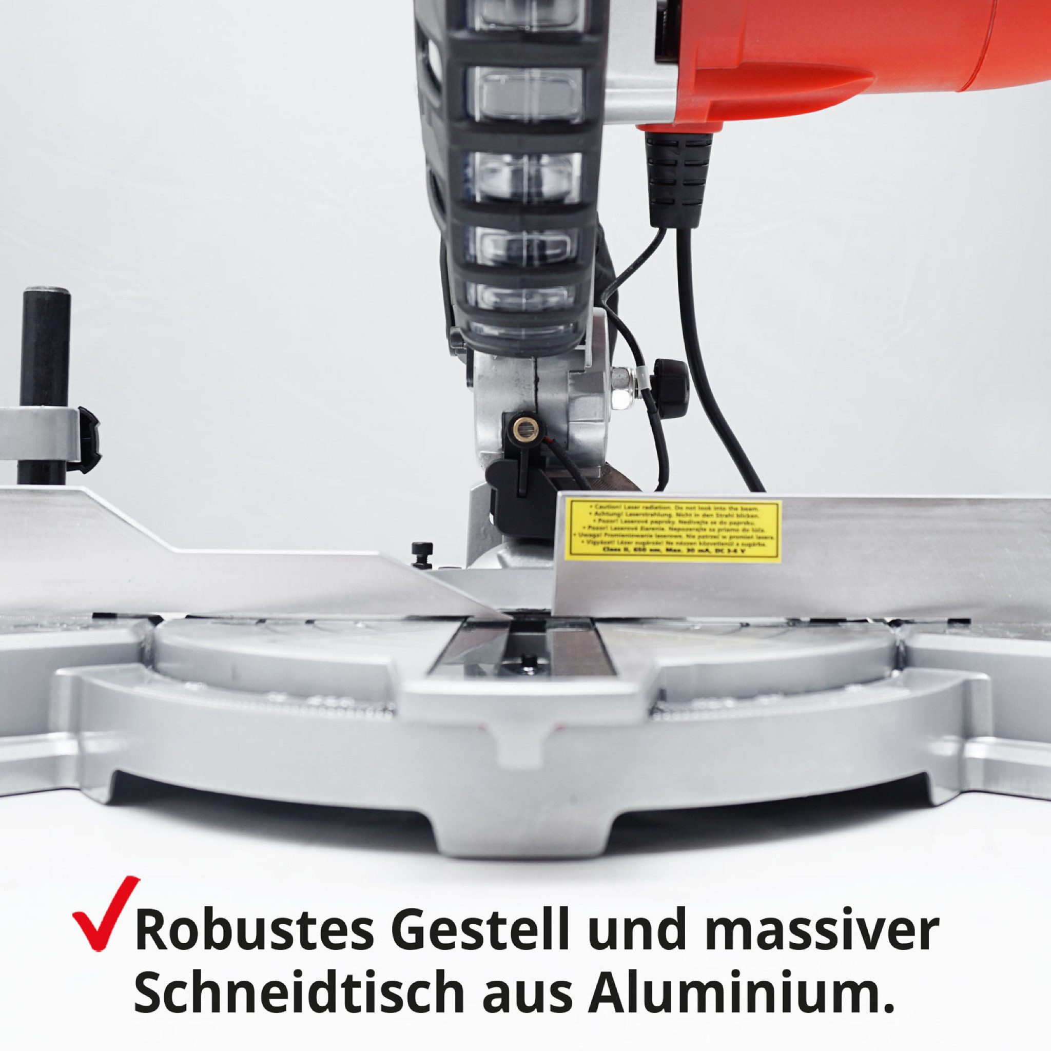 Hecht Kappsäge mit Schnittlaser 210 mm Ø-HM Sägeblatt Gehrungsschnitte, 1400W, Staubfangsack, Absauganschluss, 5000 U/min