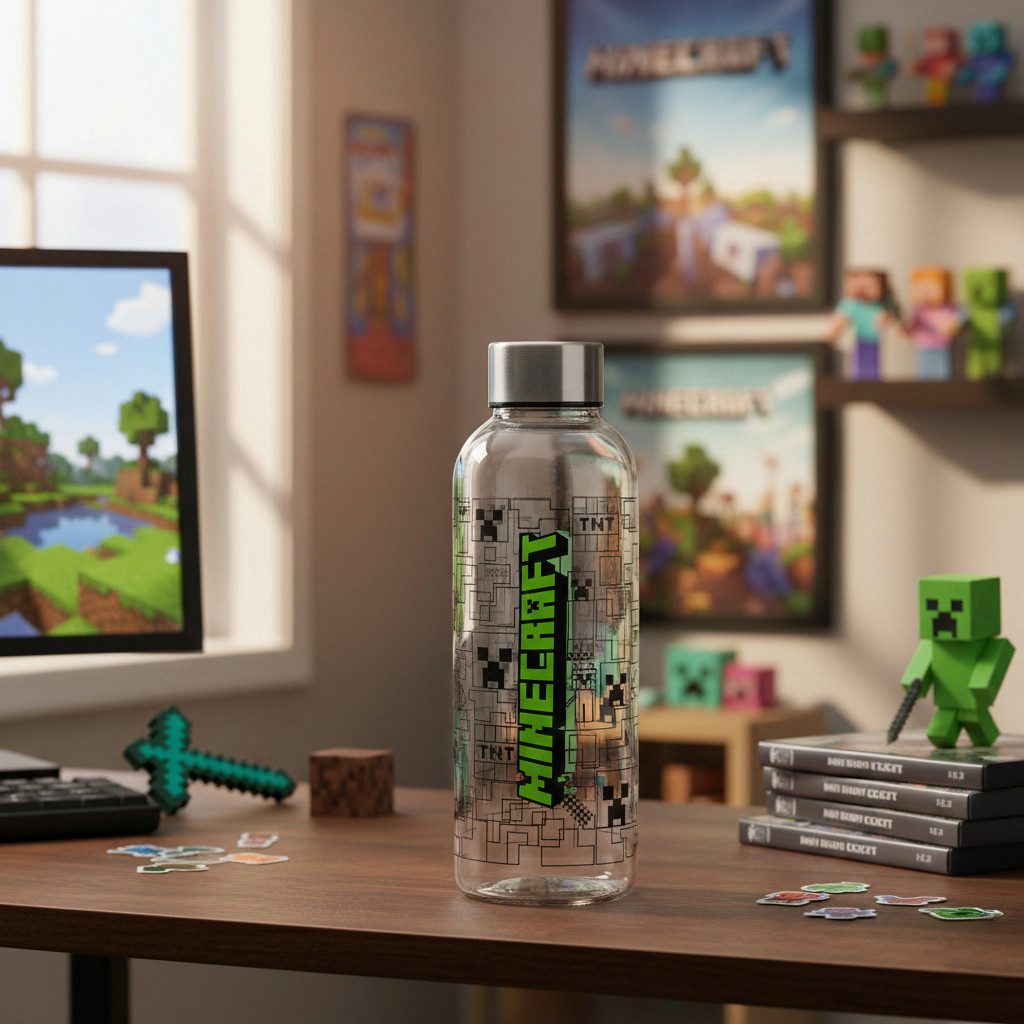 Minecraft Trinkflasche Minecraft Gamer Creeper Wasserflasche Trinkflasche Flasche XL 850 ml