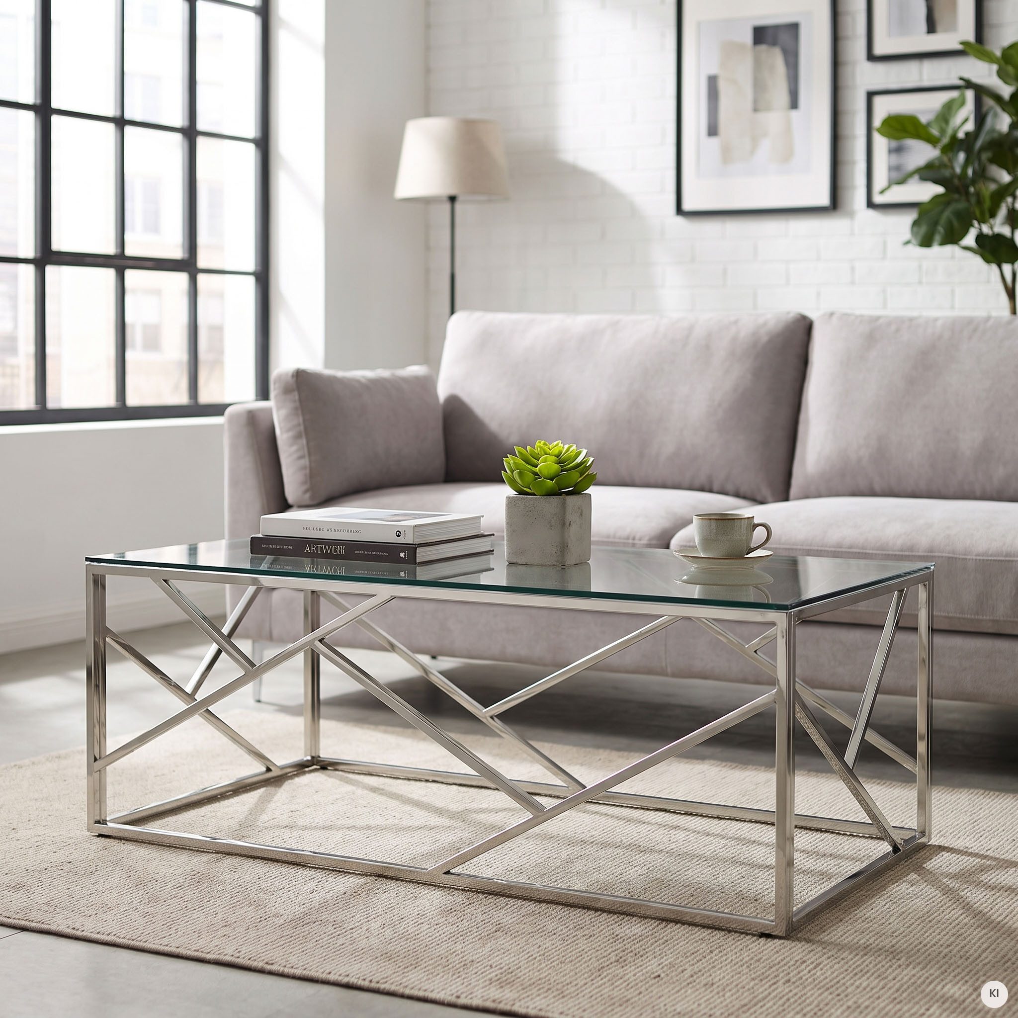 SalesFever Couchtisch Glastisch mit stilvoller Eleganz, Edelstahlgestell: Robust, rostfrei und stilvoll – Bild 2 von 5