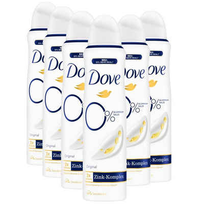 DOVE Deo-Set Deodorant-Spray Original Deo mit pflegendem Zink-Komplex 6x 150ml