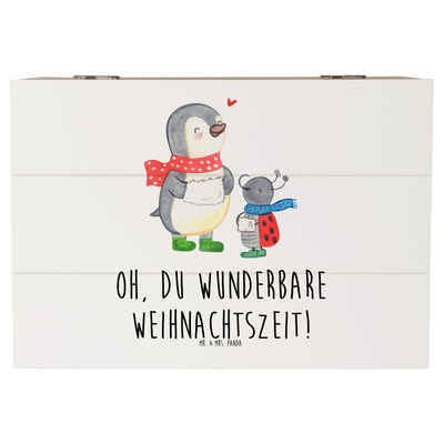 Mr. & Mrs. Panda Dekokiste 22 x 15 cm Smörle Winterzeit - Weiß - Geschenk, Holzkiste, Weihnachte (1 St), Einschlagscharniere