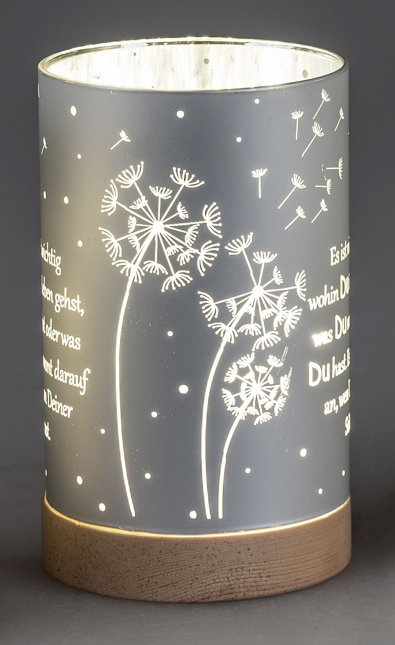 formano LED Dekolicht aus Glas mit Motiv und Spruch, LED fest integriert, Warmweiß