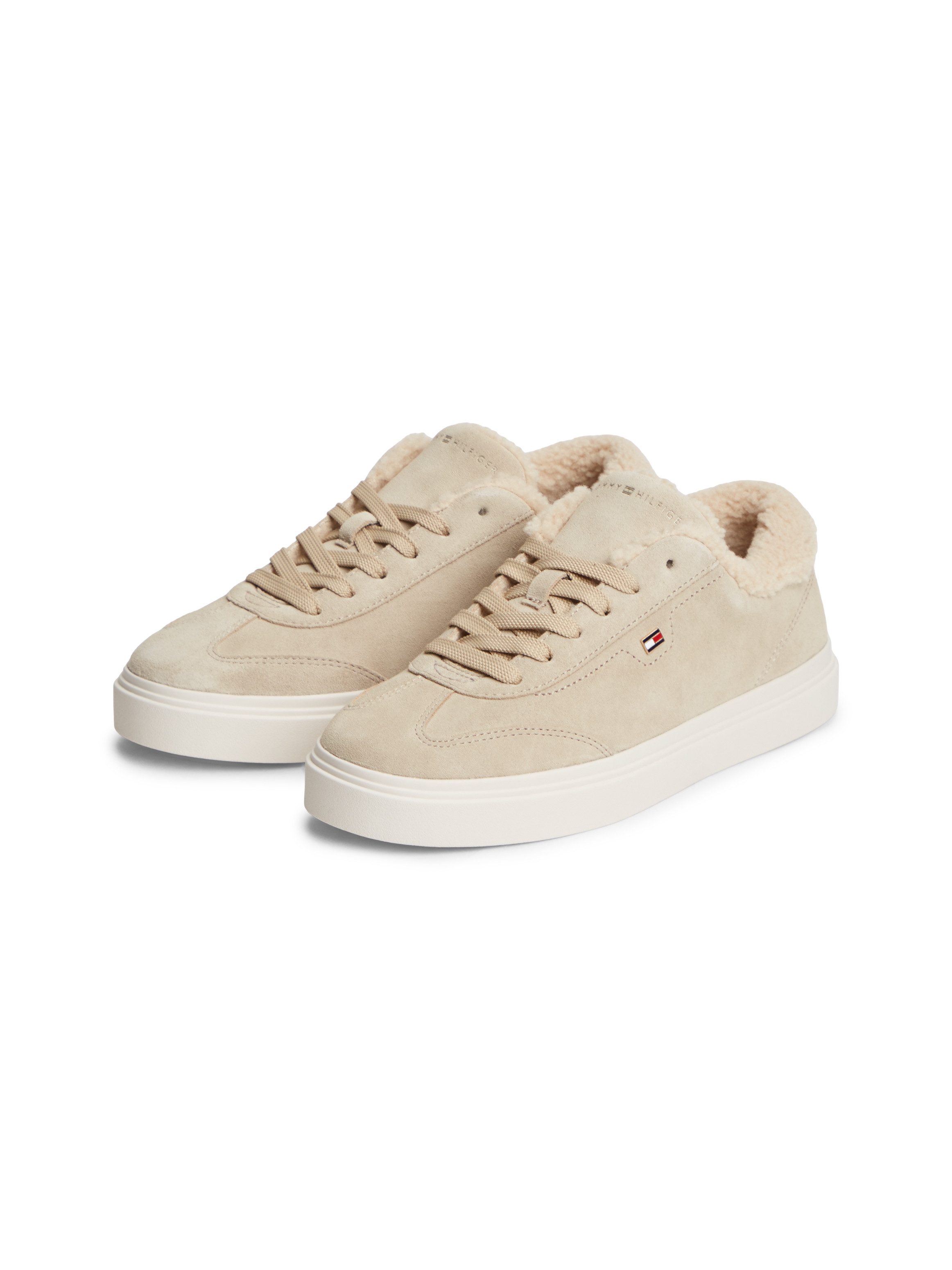 Tommy Hilfiger TH CHIC CUPSOLE WL Plateausneaker Freizeitschuh, Halbschuh, Schnürer mit Fellimitat am Schaftrand
