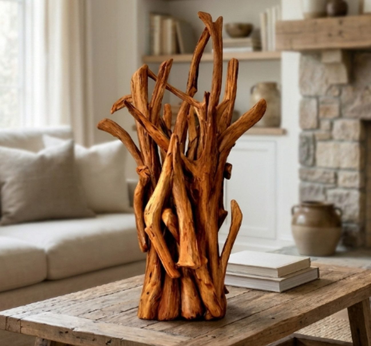 Möbel Bressmer Tischleuchte ACE Holz-Tischlampe 60 cm – Handgefertigte Tischleuchte aus Treibholz