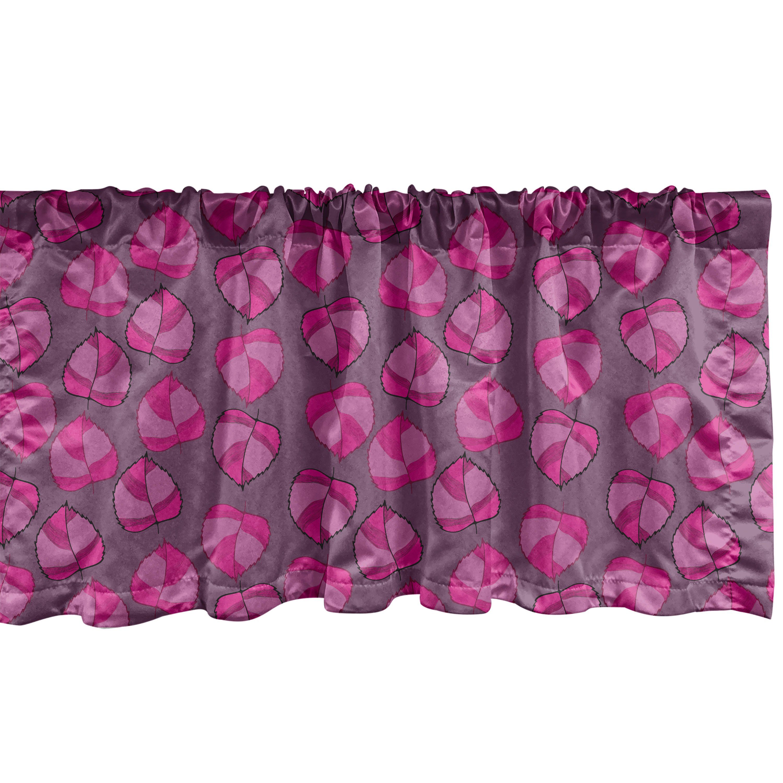Scheibengardine Vorhang Volant für Küche Schlafzimmer Dekor mit Stangentasche, Abakuhaus, Microfaser, Belaubt rötliche Blätter