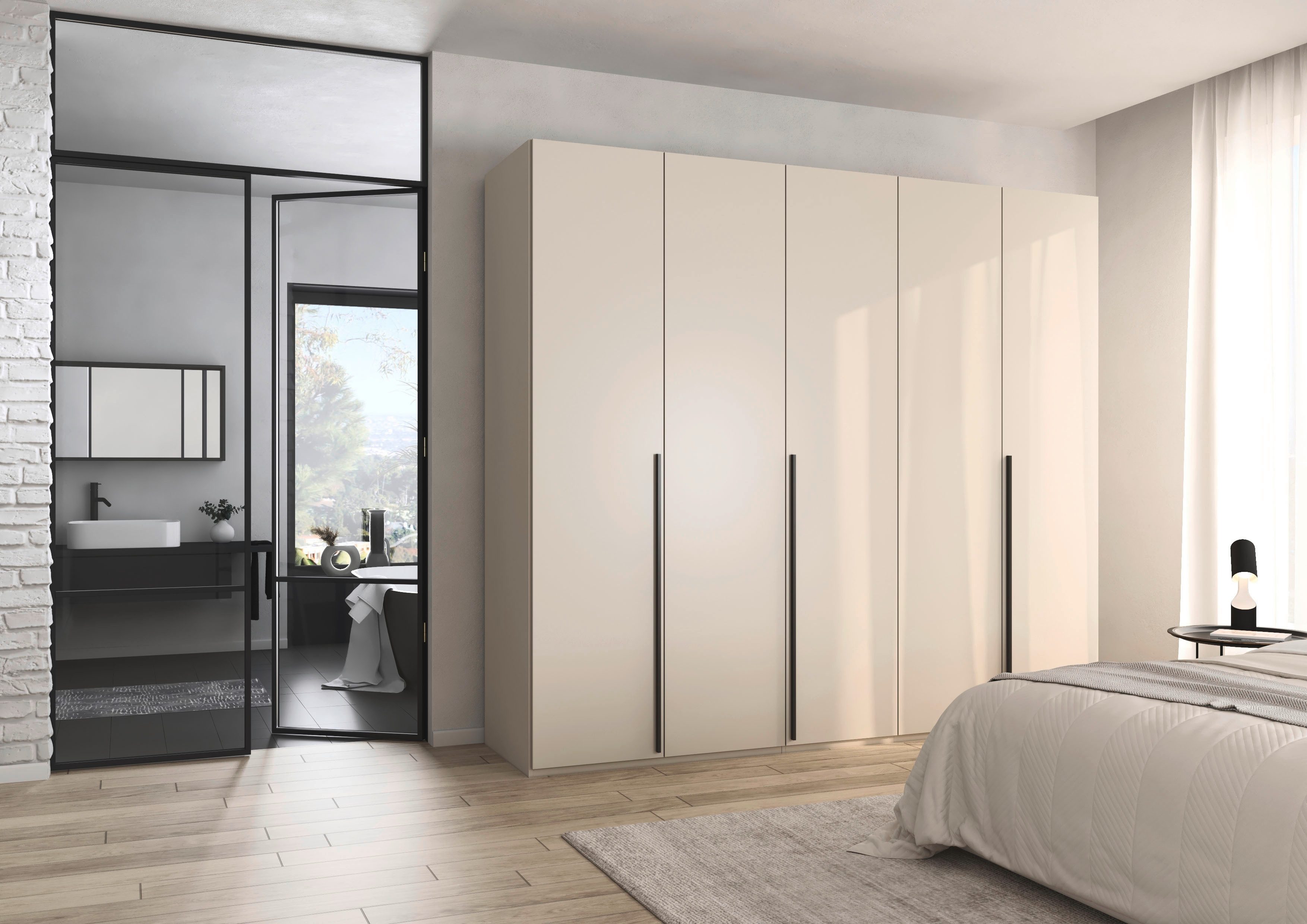 rauch Drehtürenschrank Kleiderschrank Schrank Garderobe Wäscheschrank BESTSELLER MONTCLAR (3 Ausstattungen BASIC/CLASSIC/PREMIUM (SOFT-CLOSE), Breiten 201-400 cm) Front in Glas/Hochglanz/Dekor/Grauspiegel in 5 Breiten MADE IN GERMANY