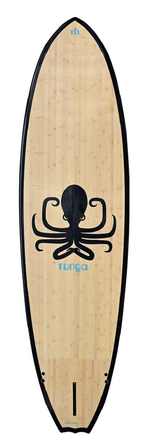 Runga-Boards SUP-Board (Set Paddling Runga & 10.0, Inkl. Up SUP, leash Board Finnen-Set) coiled BAMBOO 3-tlg. Stand Hard Allrounder, WHEKE