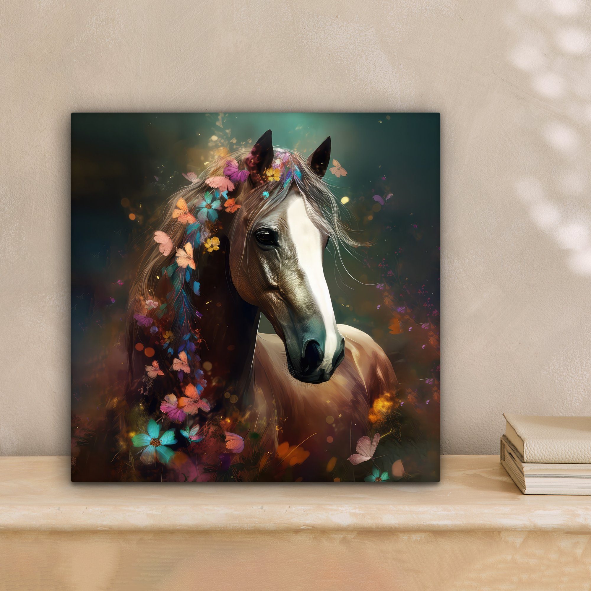 OneMillionCanvasses® Leinwandbild Tiere - Pferd - Natur - Schmetterling - B günstig online kaufen