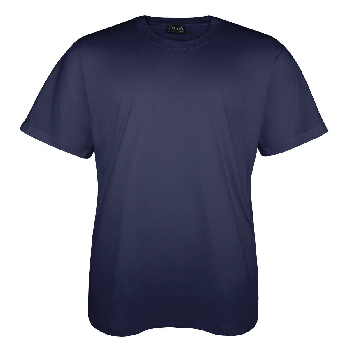 Star dunkelblau Lucky Rundhalsshirt in von T-Shirt Basic Übergrößen Lucky Star