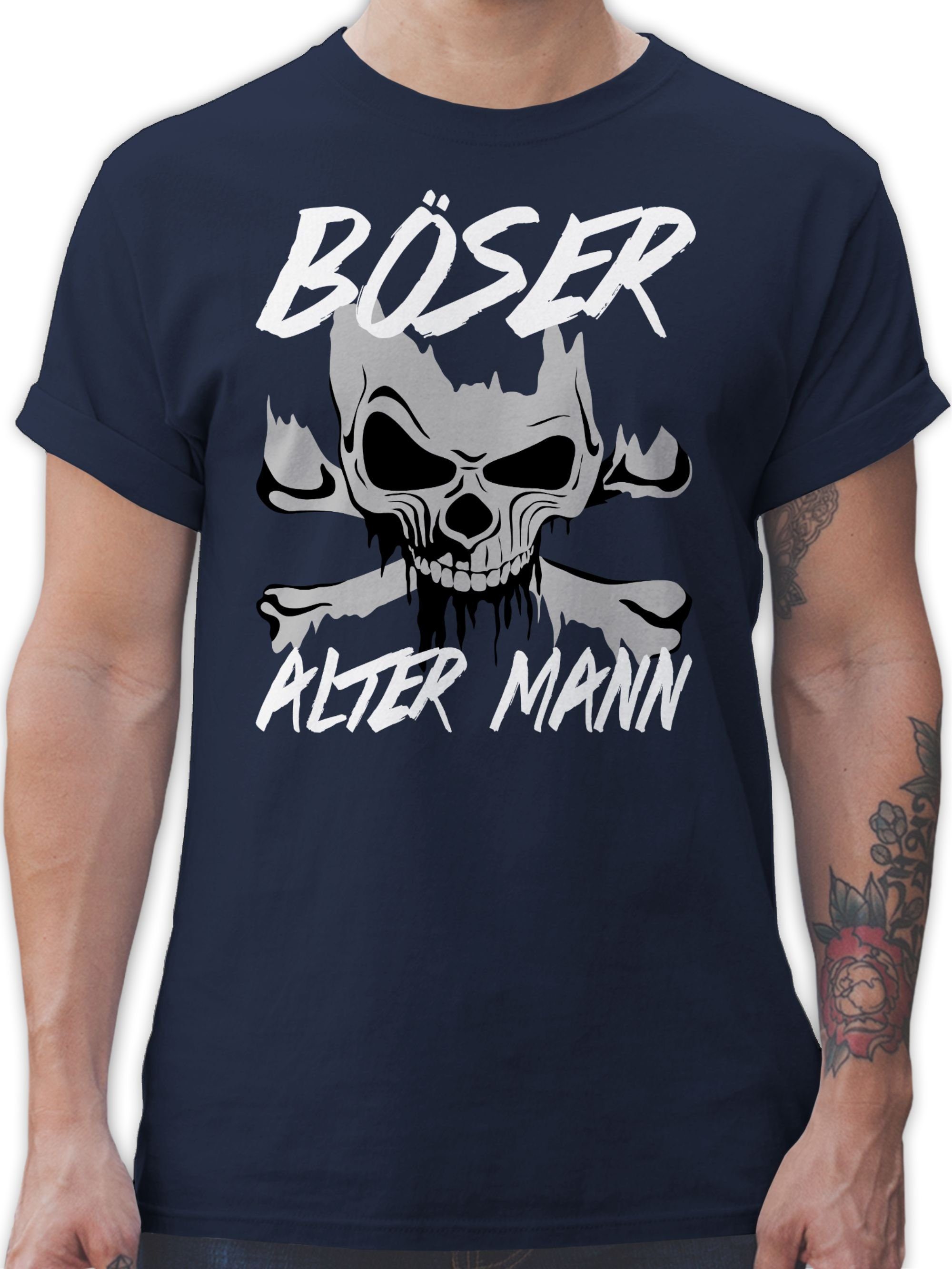Shirtracer T-Shirt Böser alter Mann Piraten & Totenkopf 03 Navy Blau