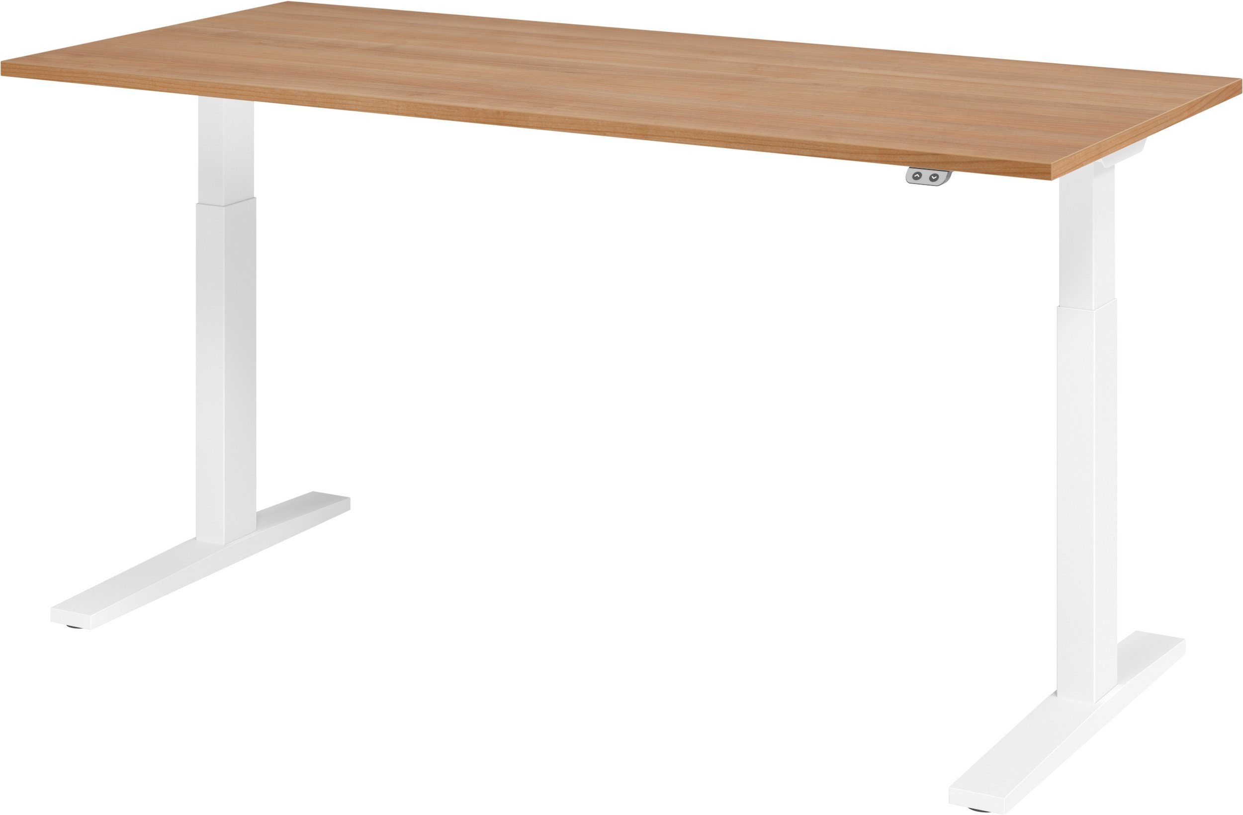 bümö Schreibtisch Schreibtisch elektrisch XMKA, Rechteck: 180 x 80 cm - Dekor: Nussbaum - Gestell: Weiß Weiß | Nussbaum
