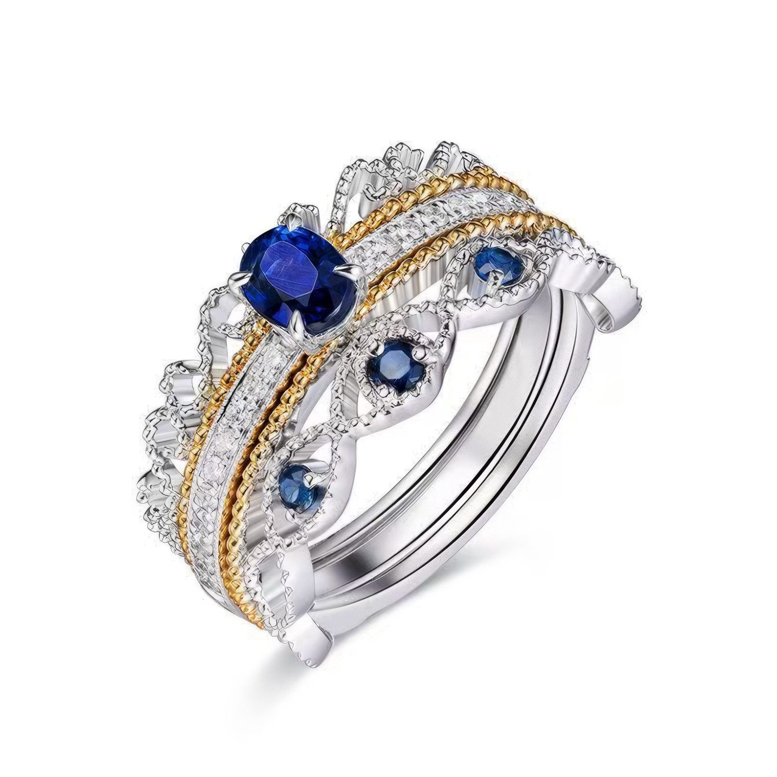 Jumpeak Diamantring ring mit stein, 0.5ct Saphirring,ring gold damen 585 echtgold,Ring-Set, valentinstag geschenk für sie,geschenk zur kommunion,Brillantschliff